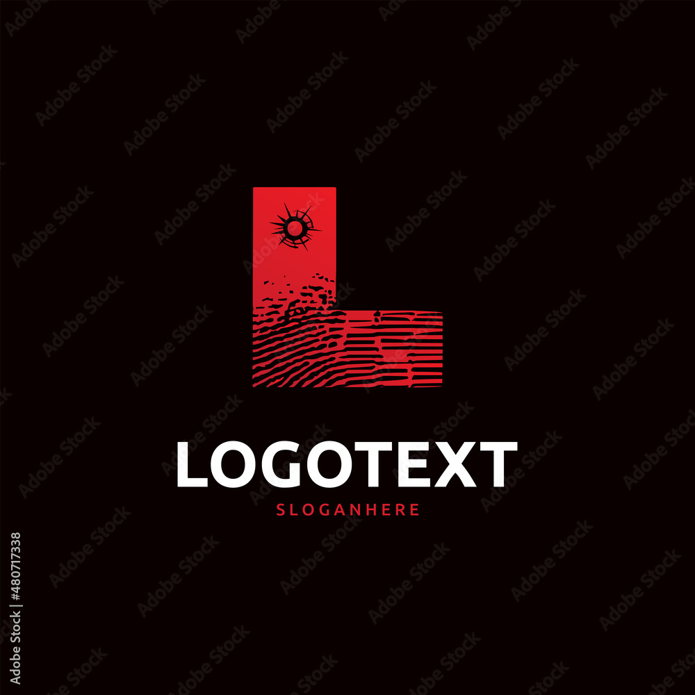 letter L logo. red crime logo. letter L crime logo letter L logo. red crime logo. letter L crime logo