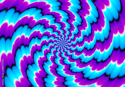Blue spirals. Spin illusion.