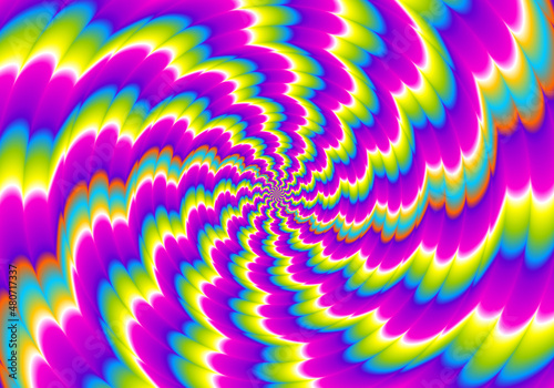 Colorful rainbow spirals. Spin illusion.