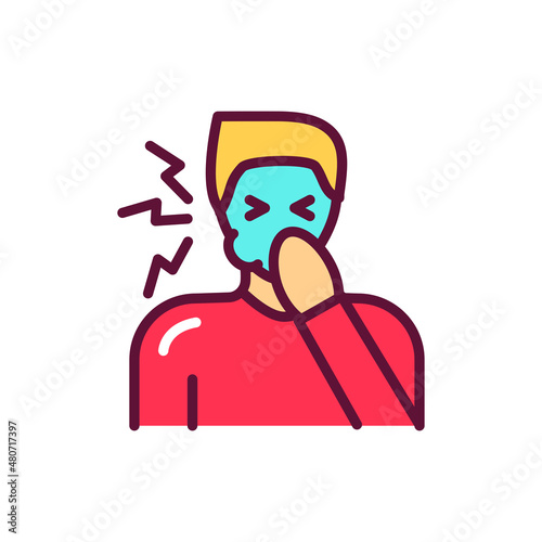 Nausea line icon. Isolated vector element.