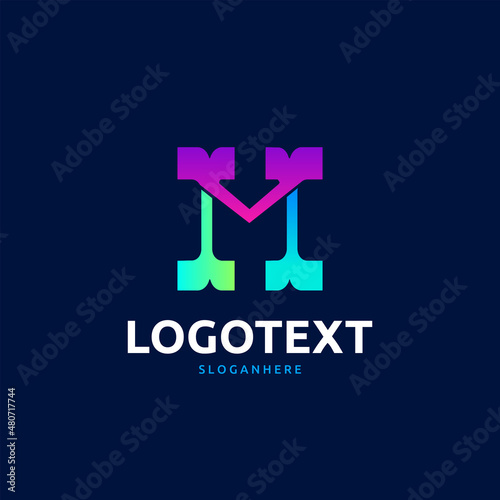 M letter colorful logo abstract design. M alphabet logo