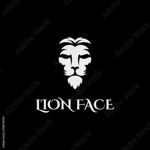 Lion head face Logo Vector Template Illustration Design