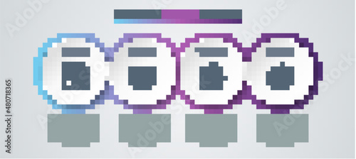 Set line Piece of puzzle, Computer monitor and FAQ, Clock 24 hours and Time Management. Business infographic template. Vector