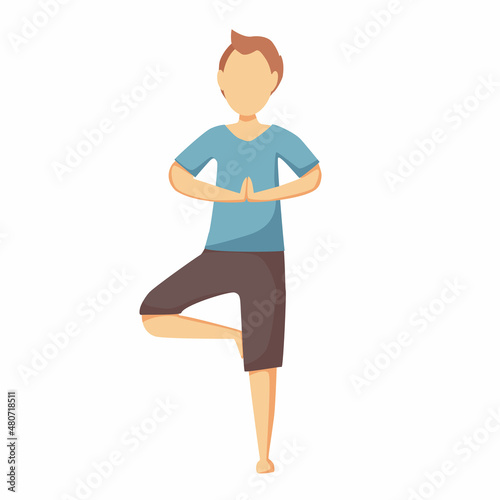 The man is doing yoga. Asana posture. Vector cartoon illustration.
