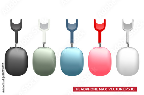 New headphone earphone and headset max with colorful model photo