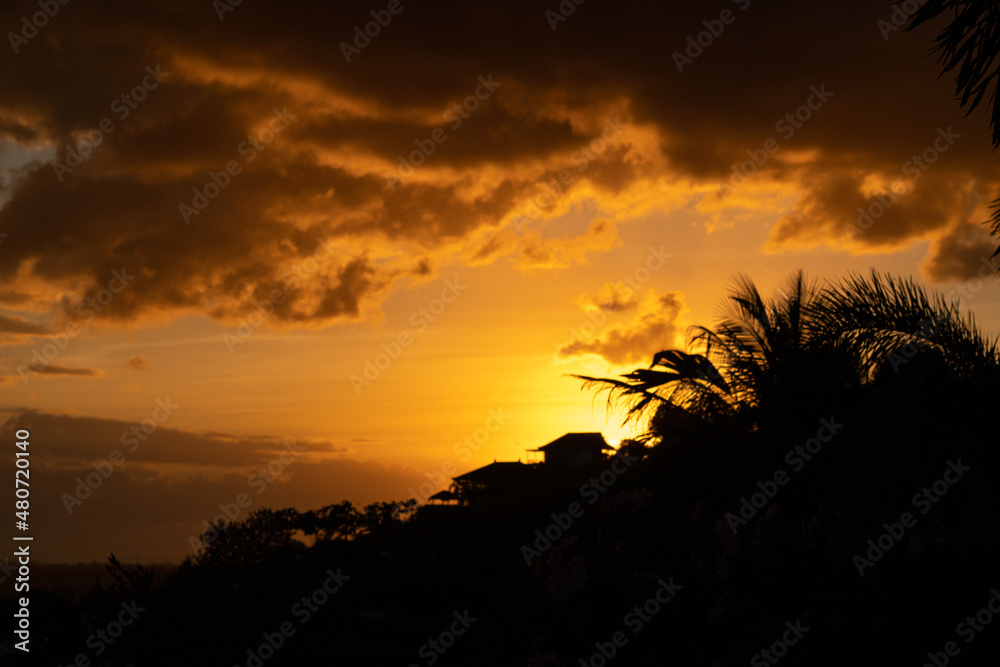sunset view of tropical hills