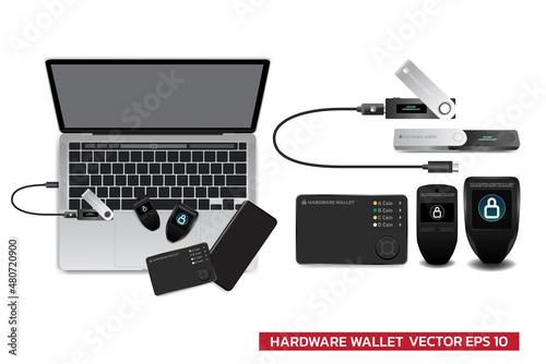 Set of hardware wallet device crypto currency cold storage coin collector