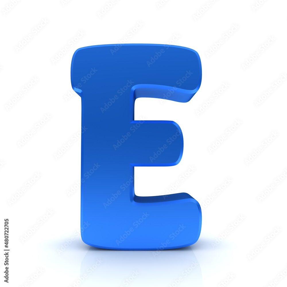 E letter blue 3d E letter blue 3d
