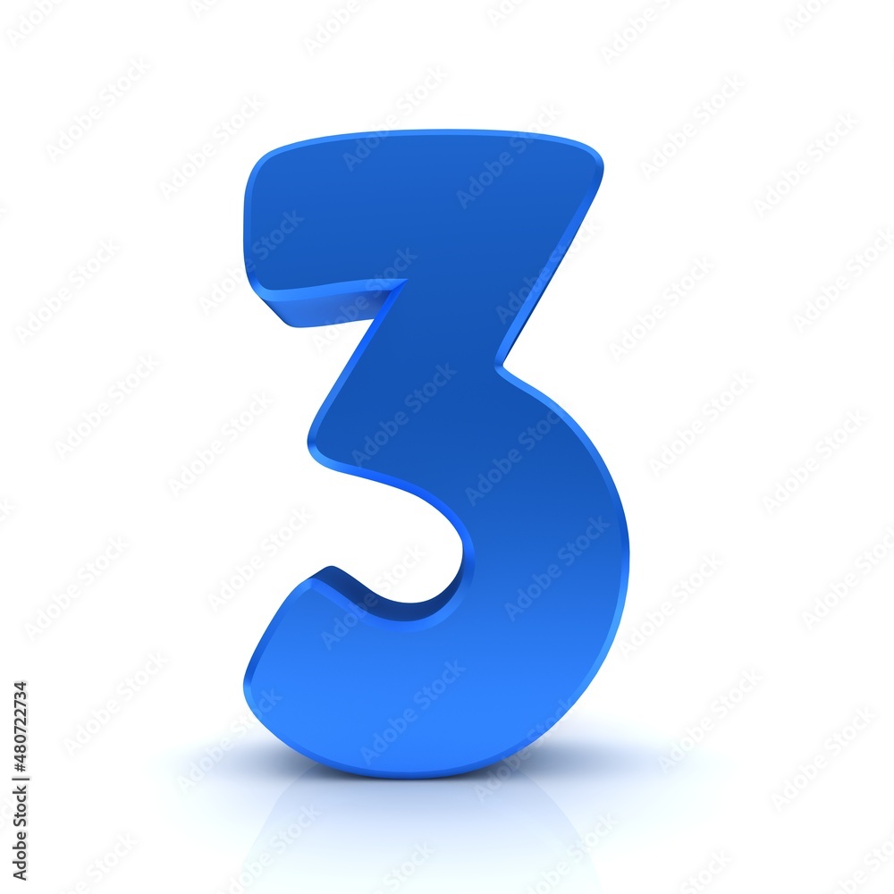 3 three number blue numeral sign figure digit 3d isolated on white 3 three number blue numeral sign figure digit 3d isolated on white