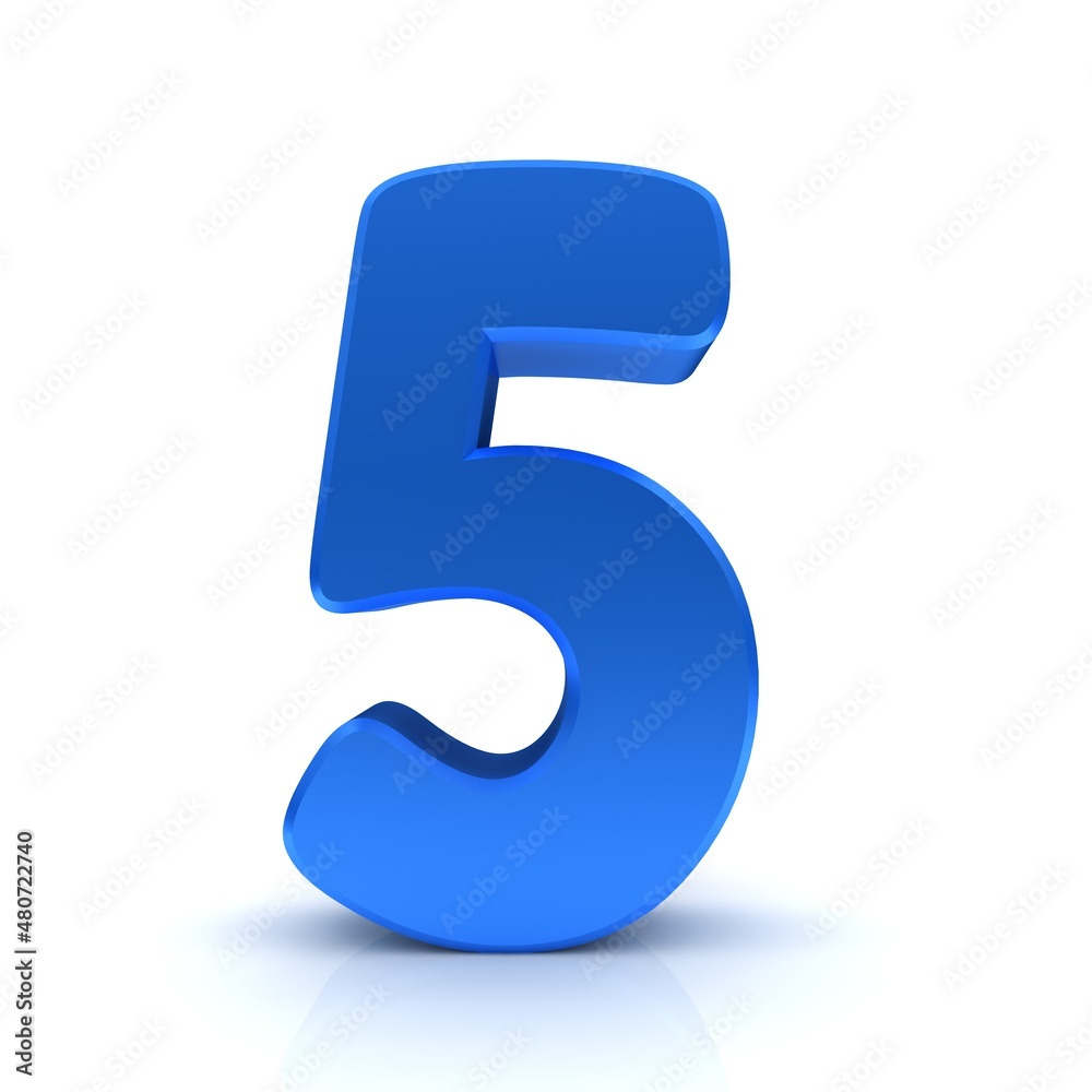5 five number blue numeral sign figure digit 3d isolated on white 5 five number blue numeral sign figure digit 3d isolated on white