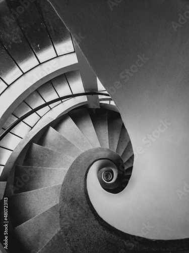 spiral staircase in the building Fotobehang