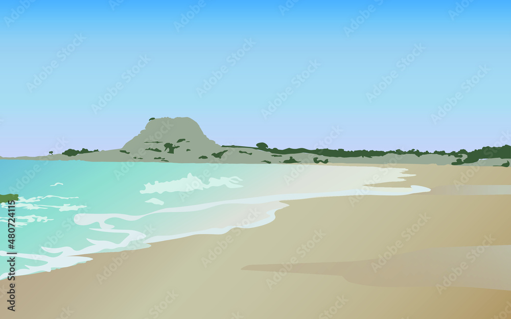 Fototapeta premium Landscape with ocean and mountains.