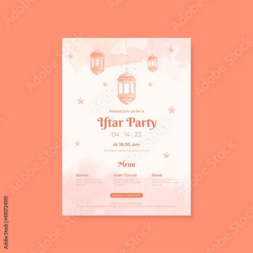 Beautiful iftar ramadan flyer template