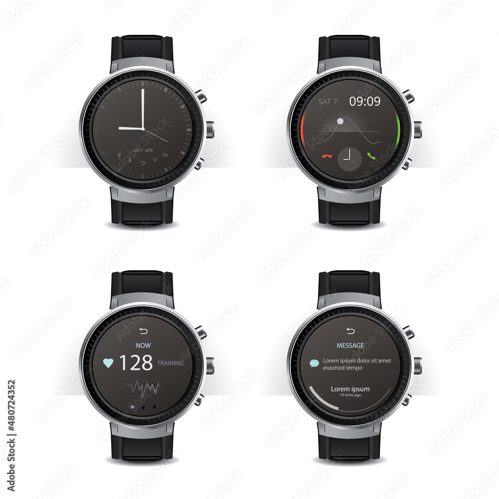 Smart Watch with Digital Display Set Vector Illustration Smart Watch with Digital Display Set Vector Illustration