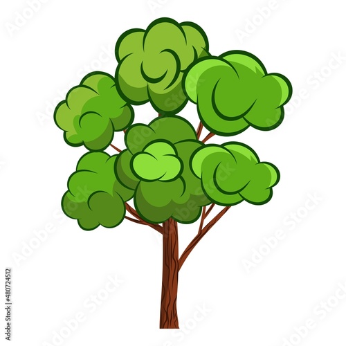 Vector trendy Cartoon tree for Park  Forest and others landscape scene. Cartoon tree vector props illustration decor and animation scene.