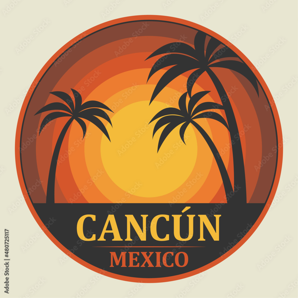Emblem with the name of  Cancun, Mexico
