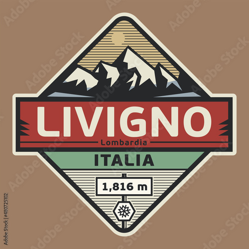Emblem with the name of Livigno, Italy