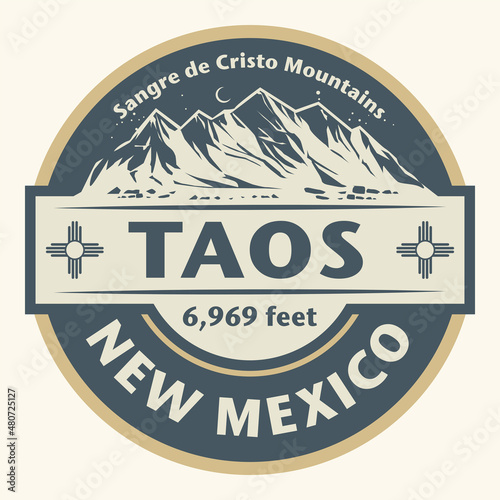 Emblem with the name of Taos, New Mexico