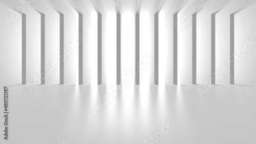 Illuminated corridor interior design. Empty Room Interior Background