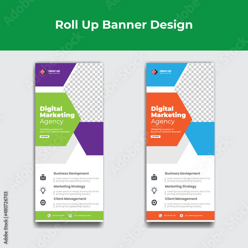 Digital marketing agency roll up banner ads template design and creactive banner template