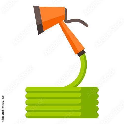 Illustration of watering hose. Garden tools and equipment.