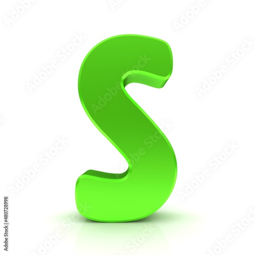 Green S letter sign 3d