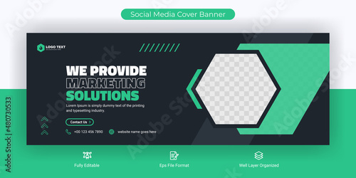 Creative corporate business marketing social media Facebook cover banner post template	