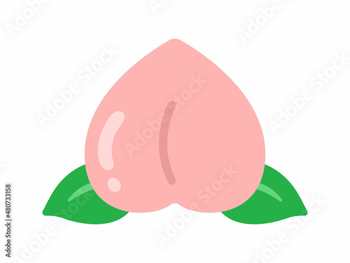 葉のついた桃のイラスト