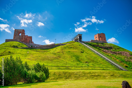 Gediminas castle tower in Vilnius on a sunny summer day, Lithuania.