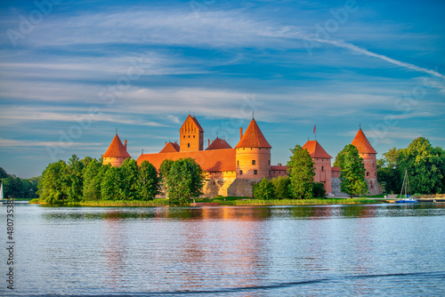 Trakai Island Castle Museum in the summer season. Trakai village, Lithuania