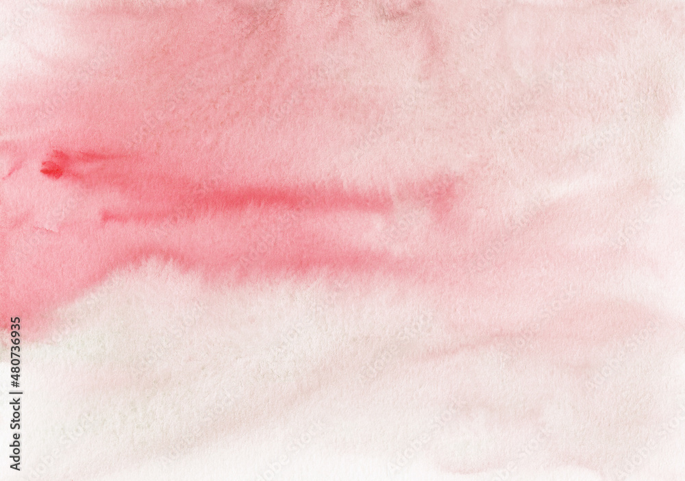 Watercolor gradient pastel red background texture, hand painted. Aquarelle ombre light pink backdrop, stains on paper. Artistic painting wallpaper.