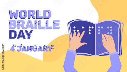 World Braille Day Campaign Social event concept Design for blind people Vector illustration