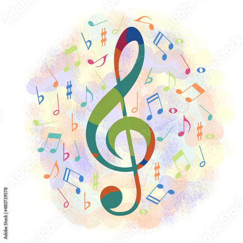 Colored musical notes