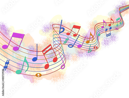 Colored musical notes