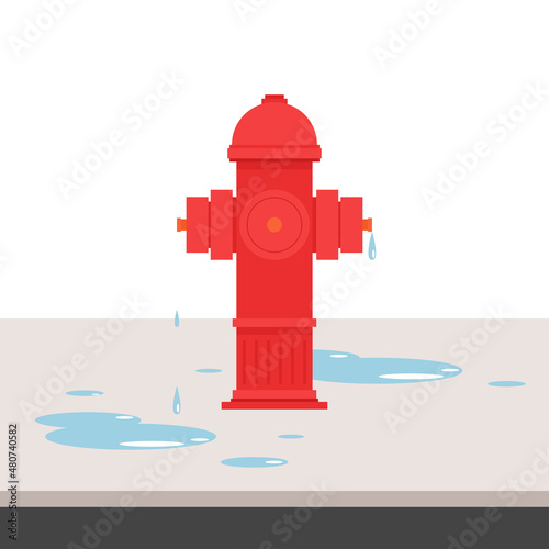 Fire hydrant vector. Fire hydrant on road vector.