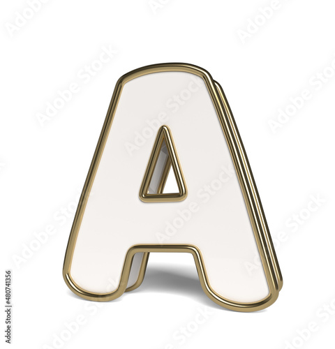 Elegant white alphabet. Letter A. 3D rendering.