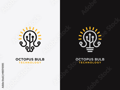 Template Technology octopus light bulb idea logo design innovation photo