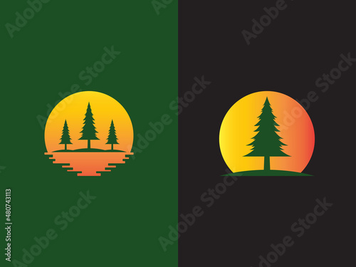 Pine Tree Logo Icon Design Template Vector Illustration
