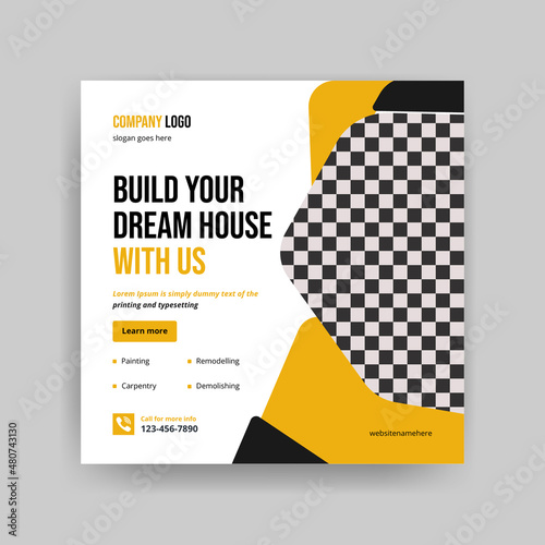 Construction renovation social media Banner Design Template