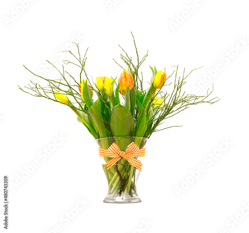 Tulpenstrauss in einer Vase aus Glas