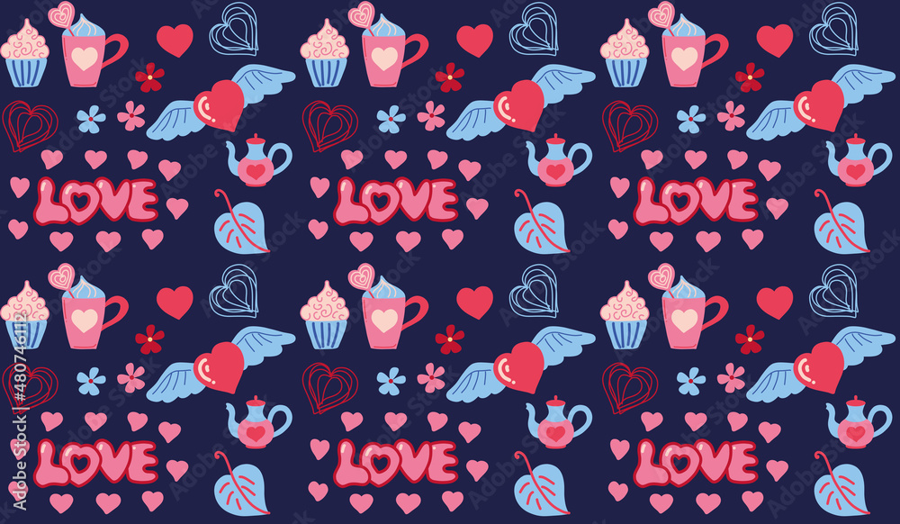 St. Valentine's Day collection of cute elements. Hearts and love. Isolated a white background. Pattern. Hand drawn vector illustration St. Valentine's Day collection of cute elements. Hearts and love. Isolated a white background. Pattern. Hand drawn vector illustration
