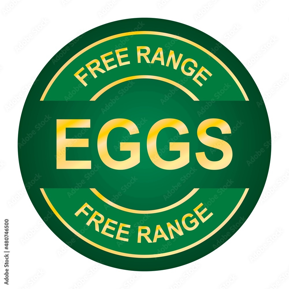 Free range eggs stamp. Free range chicken. Food quality