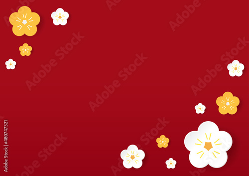 Happy Chinese new year 2022. Chinese new year banner with circle for show product. Greeting card. China frame with lantern on red background.