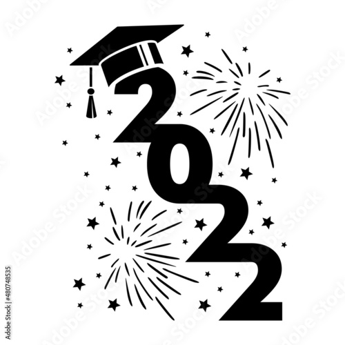 Lettering Class of 2022 for greeting, invitation card. Text for graduation design, congratulation event, T-shirt, party, high school or college graduate. Illustration, vector on transparent background