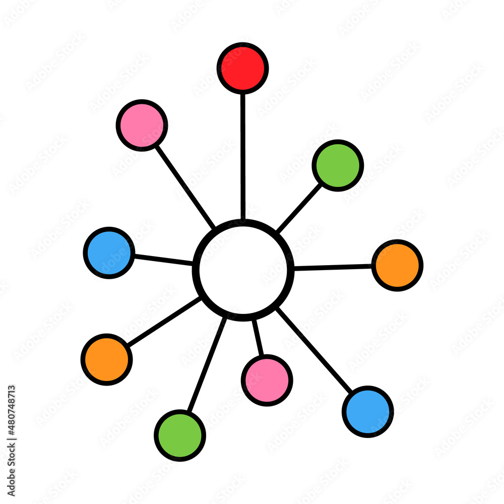 Hub flat network icon, connect structure vector symbol isolated on white background, technology system Hub flat network icon, connect structure vector symbol isolated on white background, technology system