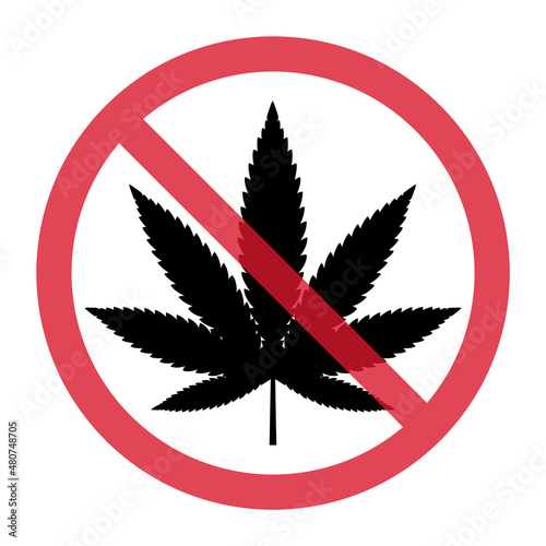 Mariuhana leaf symbol, danger marijuana or hemp icon, cannabis medical sign, weed drug vector illustration