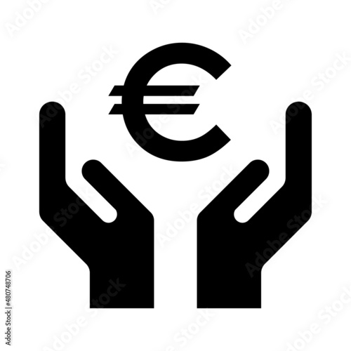 Hope icon, human hand with euro symbol, help and protection  graphic design, support vector illustration