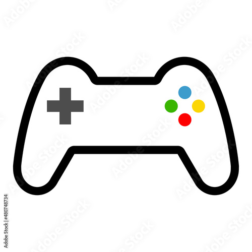 Console gaming gamepad icon, joystick gadget technology button vector illustration, play fun game