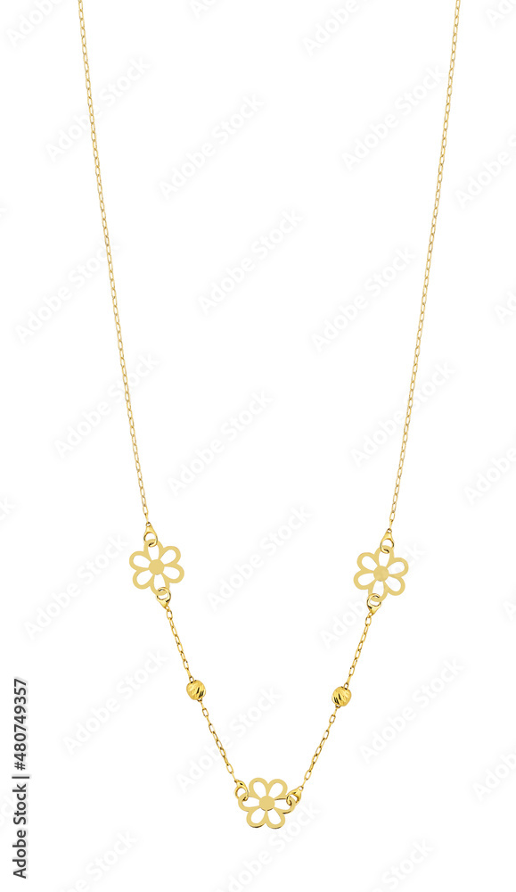 Fototapeta premium Gold jewelry. Gold chain isolated on white background