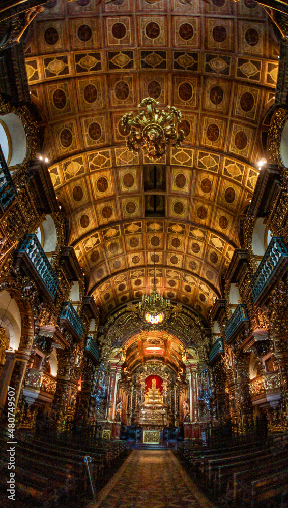 Brazil, Rio de Janeiro, February 2016, Monastery of St. Benedict, interior decoration
